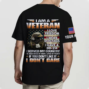 I Am Veteran - I love Freedom - I Wore Dogtags - I Have A DD-214 - Customized U.S. Veteran Black Polo Shirt, Gift For Veterans