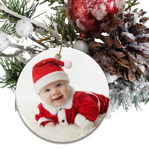 First Christmas Baby - Personalized 2 Sides Ceramic Ornament - Custom Photo Gift For Christmas