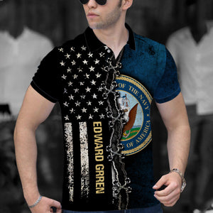 Personalized Half Flag Navy, Veteran 3D Polo Shirt, Gift For Veterans