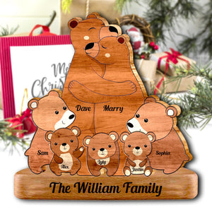 Personalized Wooden Bears Family - Puzzle Wooden Bears Family - Wooden Pet Carvings