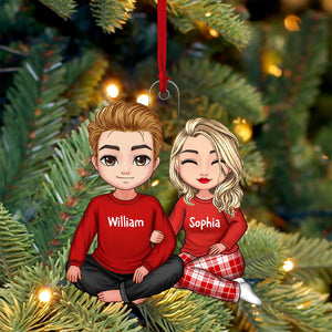 Christmas Couple - Custom Photo And Names, Personalized Acrylic Ornament - Gift For Christmas, Family Gift, Gift For Couple