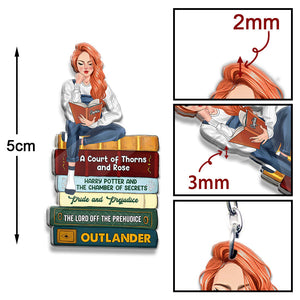 Reading Book Woman - Custom Appearance, Woman Name and Books Name - Personalized Acrylic Keychain