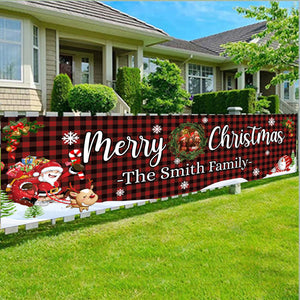 Merry Christmas - Personalized Xmas Door Banner - Home Decoration Gifts, Gift For Family