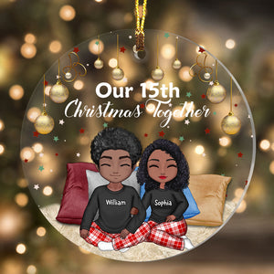 Our Christmas Together - Custom Appearances And Names, Personalized Acrylic Ornament - Gift For Christmas, Family Gift