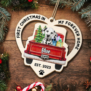 First Christmas In My Forever Home, Custom Pet Photo And Name - Personalized Custom Shaped Wooden Ornament - Gift For Pet Lover, Christmas Gift