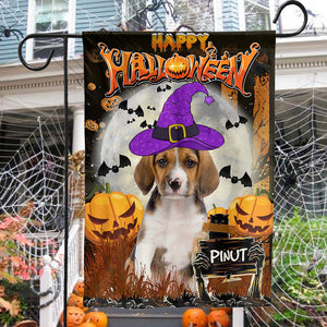 Happy Halloween - Personalized Pet Photo & Name Flag - Gift For Pet Lovers