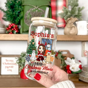 This Is My Christmas Movie Watching Cup - Customization Glass Bottle, Frosted Bottle, Gift For Family, Christmas Gift