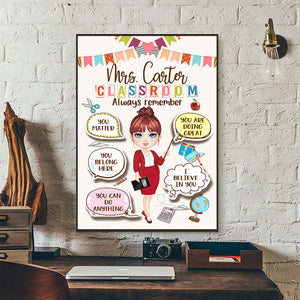 Personalized Teacher Canvas, Classroom Always Remember, Back To School, Gift For Teachers