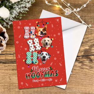 Merry Christmas Card, Personalized Card with Pet Name Photo, Christmas Papercut Card, Gift For Pet Lovers