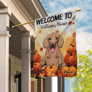 Garden Flag, House Flag Welcome Halloween - Personalized Dog & Name Flag - Gift For Pet Lovers