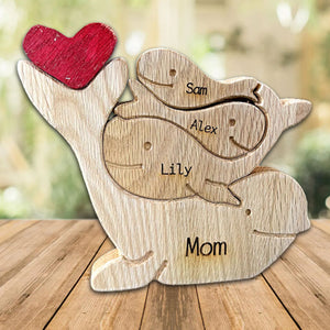 Personalized Wooden Dolphin Family - Puzzle Wooden Dolphin Family - Wooden Pet Carvings