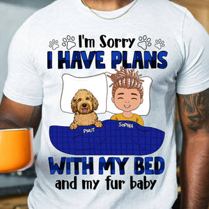 Personalized Dog T-Shirt - I Have Plans With My Bed Shirt - Custom Appearance And Name - Gift for Dog Lovers