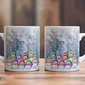 Snow Man Family Mug - Custom Name, Personalized White Mug, Gift For Family, Christmas Gift