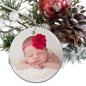 Baby First Xmas - Custom Photo And Name- Personalized 2 Sides Ceramic Ornament - Gift For Family, Christmas Gift