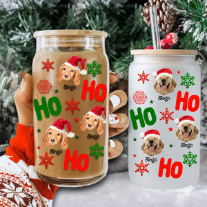 Hohoho Christmas Custom Decor  - Customization Glass Bottle, Frosted Bottle, Gift For Family, Gift For Pet Lover, Christmas Gift