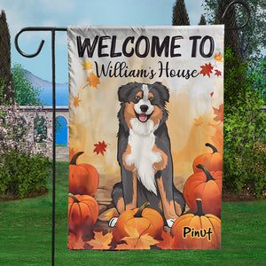 Garden Flag, House Flag Welcome Halloween - Personalized Dog & Name Flag - Gift For Pet Lovers