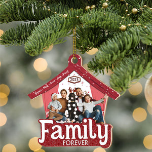 Family Forever, Custom Photo And Name - Personalized Custom Shaped Wooden Ornament - Gift For Family