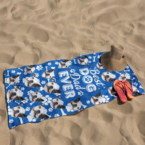 Custom beach dog and cat photo beach towel, a gift for pet lovers