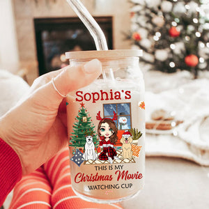 This Is My Christmas Movie Watching Cup - Customization Glass Bottle, Frosted Bottle, Gift For Family, Christmas Gift