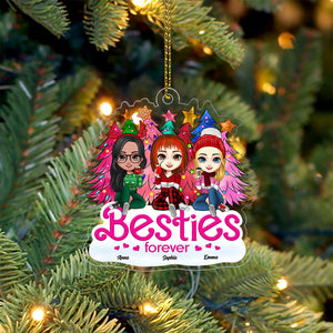 Christmas Besties Forever, Custom Appearances And Names - Personalized Acrylic Ornament