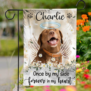 One By My Side Forever In My Hearts - Personalized Pet Photo & Name Flag - Gift For Pet Lovers