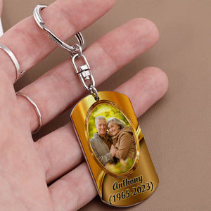 The Angel Up Above - Loved And Remember Everyday - Personalized Photo And Name Metal Keychain, Memorial Gift