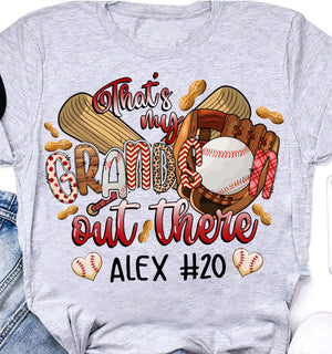 That's My Grandson Out There, Personalized Baseball Grandma T-Shirt, Gift For Family, Baseball Lovers