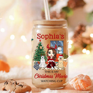 This Is My Christmas Movie Watching Cup - Customization Glass Bottle, Frosted Bottle, Gift For Family, Christmas Gift