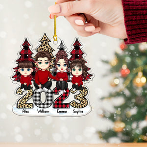 Family And Christmas Tree, Merry Christmas 2023 Family Members - Personalized Acrylic Ornament - Gift For Family, Xmas Gift