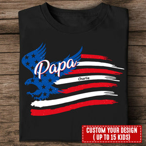 American Flag Dad Shirt - Personalized T-Shirt, Gift For Family, Father's Day