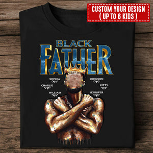 Black Father King - Personalized T-Shirt, Gift For Family, Father's Day