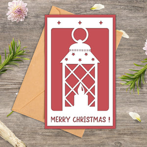 Merry Christmas Red Background, Christmas Papercut Card, Gift For Family