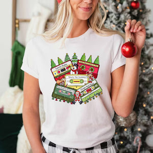 Christmas Song With Cassette Tape - Personalized T-Shirt - Gift For Family, Christmas Gift