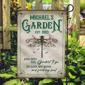 Into The Garden I Go To Lose My Mind And Find My Soul - Personalized Name Flag - Gift For Family