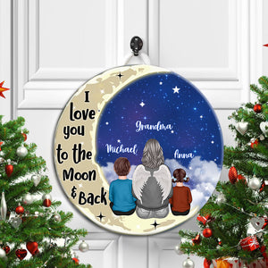 I Love You To The Moon And Back - Custom Appearance And Name - Personalized Wooden Door Sign - Family Gift