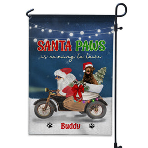 Santa Paws Is Coming To Town - Custom Photo And Name Flag - Christmas Gift, Gift For Family, Gift For Pet Lover