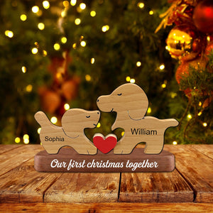 Man, Woman Couple Gift, Personalized Puppies Puzzle Wooden - Wooden Pet Carvings - Gift For Family - Add Base Version