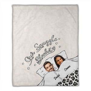 Our Snuggle Blanket, Head Cut - Custom Photos And Names - Personalized Fleece Blanket, Gift For Family, Couple Gift