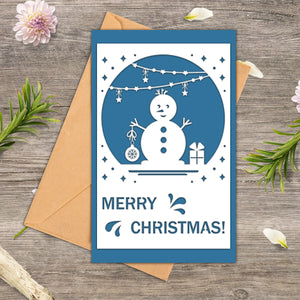 Merry Christmas Blue Background, Christmas Papercut Card, Gift For Family