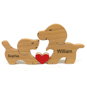 Man, Woman Couple Gift, Personalized Puppies Puzzle Wooden - Wooden Pet Carvings - Gift For Family