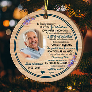 In Loving Memory Of A Special Husband - Custom Photo And Name - Personalized Custom Shaped Wooden Ornament, Memorial Gift, Gift For Family