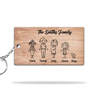 Custom Shapes And Names - Personalized Wooden Keychain - Gift For Family