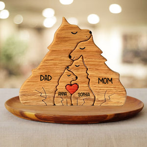 Personalized Puppies Family Puzzle Wooden - Wooden Pet Carvings, Gift For Family, Gift For Couple