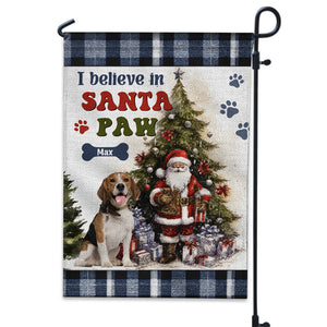 I Believe In Santa Paw - Custom Pet Photo And Name Flag - Christmas Gift, Gift For Pet Lovers