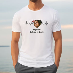 My Heart Belongs To - CustomPhoto And Name - Gift For Lover - Personalized T-Shirt