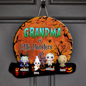 Little Monsters - Custom Appearance And Name - Personalized Wooden Door Sign - Halloween Gift