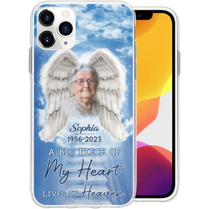 A Big Piece Of My Heart Lives In Heaven - Custom Photo And Name - Personalized Phone Case - Memorial Gifts