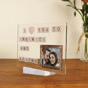 I Love You To Infinity And Beyond - Custom Photo - Personalized Acrylic Plaque, Couple Gift