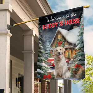 Welcome To Pet's House - Custom Pet Photo And Name Flag - Winter Gift, Gift For Pet Lovers