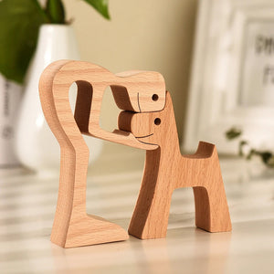 Man, Woman With Pet, Personalized Puzzle Wooden - Wooden Pet Carvings - Gift For Family, Gift For Pet Lover